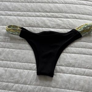 Victoria's Secret Black Bikini Bottom with Yellow and Green Accents
